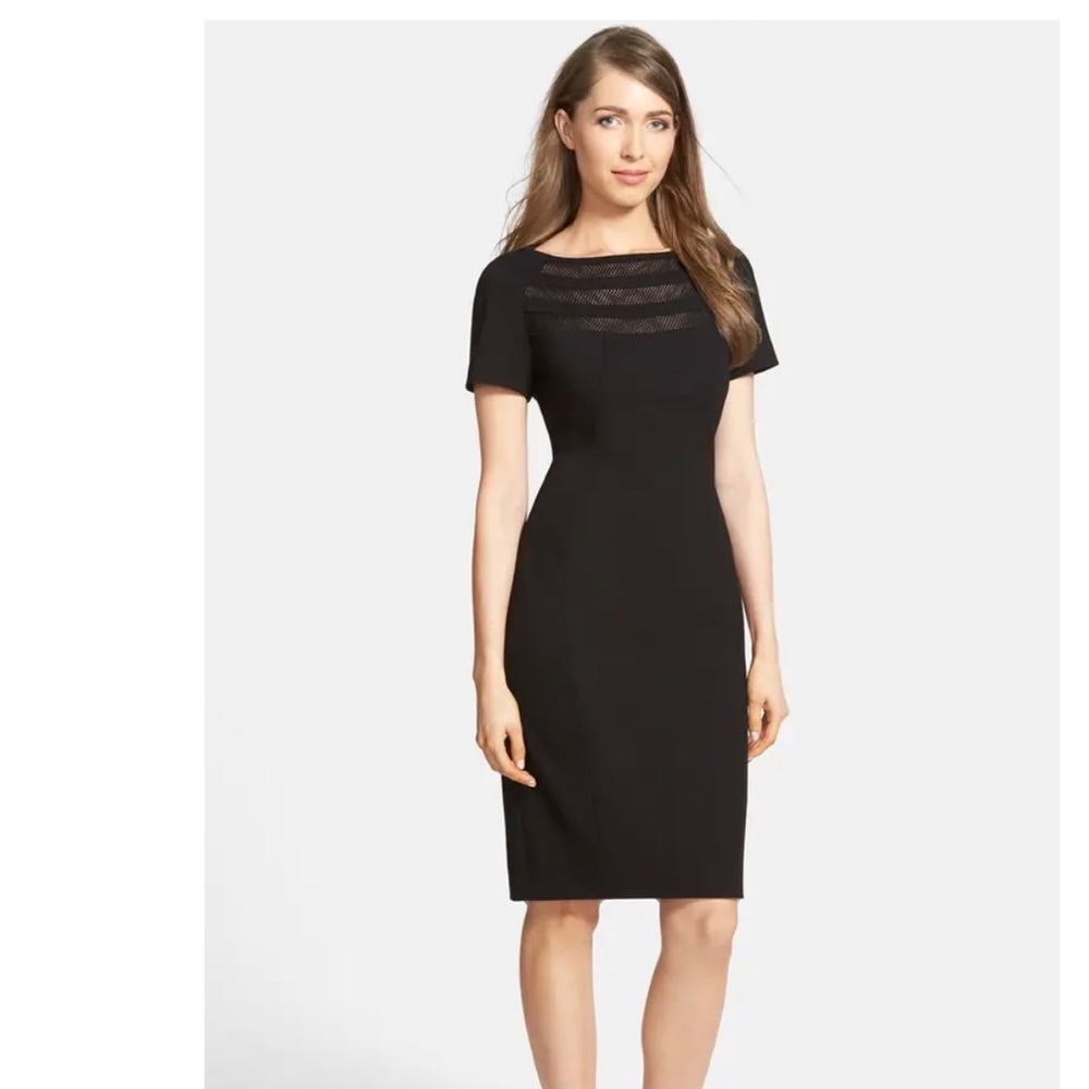 Classiques Entier Mesh Inset Sheath Black Dress